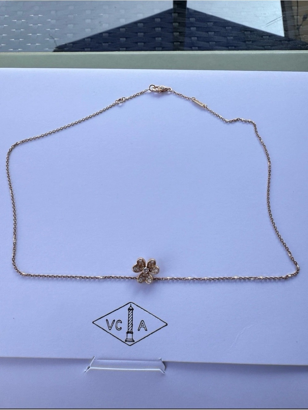 Van Cleef & Arpels Rose Gold Clover Diamond Necklace